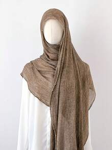 1pc Metal Chain Edge Short Tassel Scarf, Soft Lightweight Daily Shawl Scarf Headscarf, For Party, Travel, Office, Wedding Gift - Multicolor - View 2