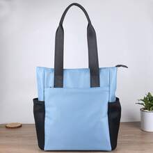 Men Briefcase - Light Blue (mesh Side Pockets) - View 1