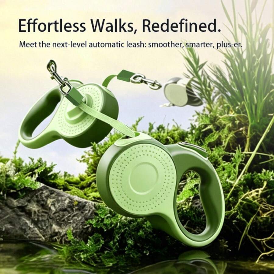 AQPU 5m Retractable Dog Leash, Green & White, Suitable For Medium To Large Dogs Up To 55lbs, Durable Pet Walking Lead - Green - View 1