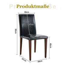 [Set Of 4 Minimalist Dining Chairs] European Lightweight Luxury In Black And Walnut Finish: Black PU Leather + Deep Walnut-Effect Metal Legs. Fits Perfectly In Modern Dining Rooms. - Walnut+Black - View 3