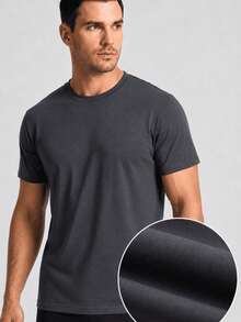 Set Of 2 Short-Sleeve Egyptian Cotton T-Shirts - Putih dan Abu-abu Gelap - View 3