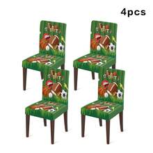 1/4/5/6/7pcs Sports Theme Polyester Fiber Dining Chair Cover, Football Basketball Rugby Trophy Decor, Suitable For Restaurant, Cafe, Holiday Party, Home Decor, Gift - Multicolor - View 15