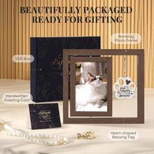 PIKPEOD Pet Memorial Picture Frame Gifts For Loss Of Dog Cat, Sympathy Remembrance Bereavement Condolence Gift For Dog Cat Pet Passing Away, Personalized Wooden Picture Frames 4x6 - ColorB - View 2