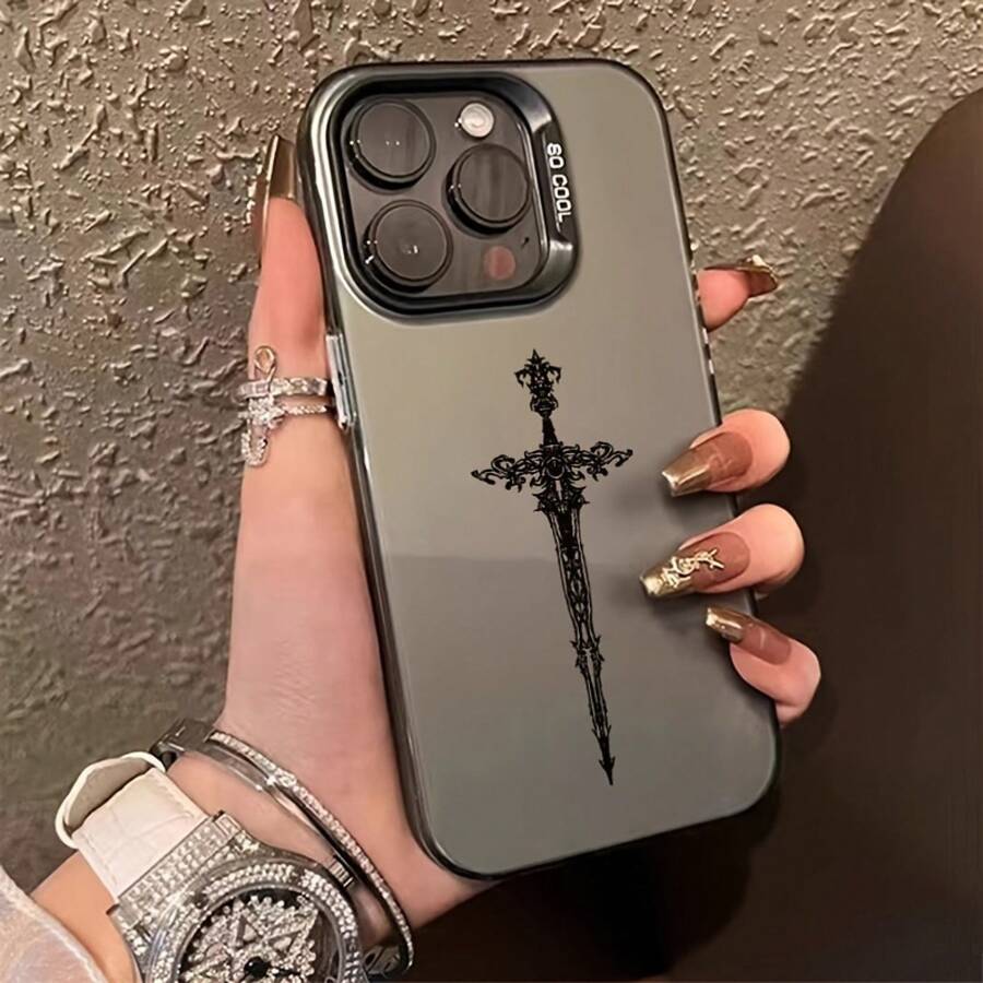 Fanahat-Funda para Teléfono - Funda para Teléfono Estampada Plateada a Color, Diseño con Forma de Espada, Adecuada para iPhone 16/16Plus/16Pro/16Promax, 15/15Plus/15Pro/15Promax, 14/14Plus/14Pro/14Promax, 13/13Pro/13Promax, 12/12Pro/12Promax - 1 - Ver 1