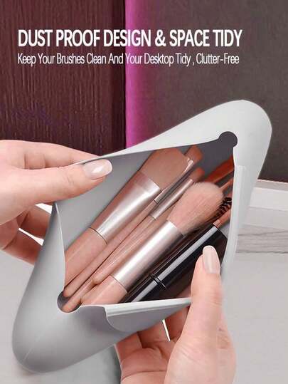 1 pieza Set de bolsa de cosméticos de silicona para viaje, bolsa de almacenamiento para brochas de maquillaje y esponja, caja de almacenamiento multifuncional a prueba de polvo