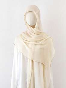 1pc Metal Chain Edge Short Tassel Scarf, Soft Lightweight Daily Shawl Scarf Headscarf, For Party, Travel, Office, Wedding Gift - Multicolor - View 16