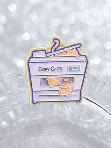 'copy Cats' Enamel Pin, Funny Copier Cat Brooch, Unique Accessory For Office Lovers, Perfect Gift Idea, Durable & Stylish Design - Mauve Purple - View 8