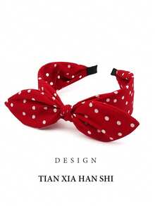 2pcs Retro Red Polka Dot Headband With Bow, Vintage Style Hair Accessories, Face-Slimming & Age-Reducing Hair Hoop For Women - Multicolor - View 2