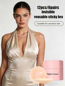 vfvQueen 2/6/12 Pairs Reusable Nipple Covers Gift Box, Silicone Invisible Breast Petals, With Travel Case - Multicolor - View 6
