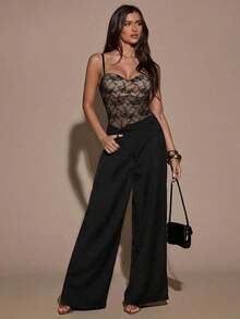 Body Sexy Negro Ajustado para Mujer, Estilo Corsé, Ideal para Citas, Discotecas, Salidas, Ropa de Invierno, Top de Año Nuevo, Corsé Ajustado, Top de Navidad, Ropa de Invierno para Mujer - Negro - Ver 4