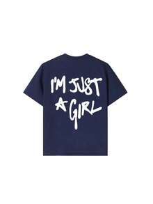 Camiseta de manga corta con cuello redondo y estampado divertido para chicas adolescentes, top de verano - Gris - Ver 4