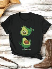 T-shirt humoristique pour femme avec un motif avocat, confectionné dans un tissu de qualité, avec un imprimé graphique unique, décontracté et respirant. - Noir - Voir 2