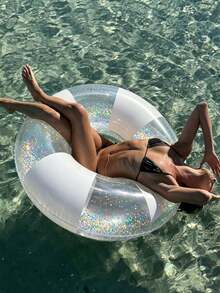 Aro de natación inflable transparente, aro de natación de PVC cristal grueso para debajo del brazo, aro de flotación transparente y lindo para debajo del brazo, adecuado para adultos, aplicable a la playa, piscina y fiesta - Varios estilos - Ver 1