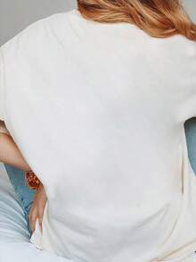 Lässige Kurzarmshirts T Hemd,Mit Buchstabenmusterdruck,Gemustertes Oberteil für Damen2026 - Weiss - Übersicht 2