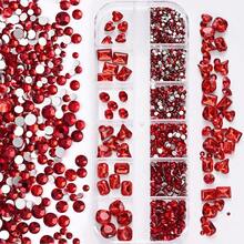 12 Pieces Of 3D Clear Crystal Nail Stickers Mixed With Oval Diamonds, Butterflies, Hearts And Round Rhinestones For Nail Decoration. - 淡紫色 - 查看 12