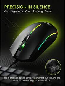 Acer The OMW020 Wired Mouse Is The Top Choice For Business And Office Use. It Features An Ergonomic Design, Silent Clicking, Precise Optical Tracking, And Is Suitable For Both Business And Gaming Applications. - View 3