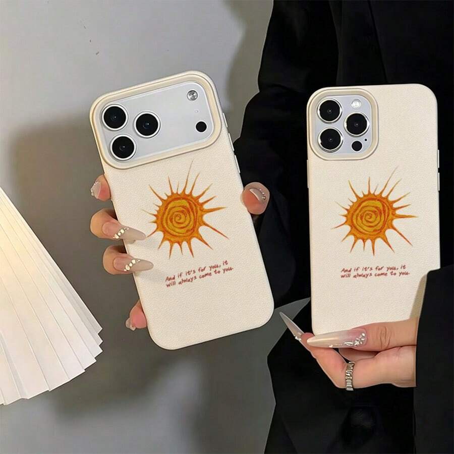 1pc TPU Material Minimalist Healing Warm Sunshine Pattern Phone Case Suitable For IPhone 17 Pro Max/17/16 Pro Max/15/13/12/11, S20 FE/A15/S24/A55, Note 11/Note 12/Note 13 Pro, Full Coverage Anti-Drop Soft Protective Phone Cover - White - View 1