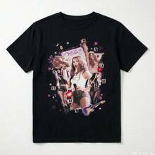 Olivia Rodrigos Drivers License T-Shirt With Name Song Title Print Crew Neck Tee Unisex Casual Black Top Women Tops - 黑色 3 - 查看 1