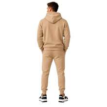 Premium Beige Printed Men's Fleece Set - Comfortable And Stylish Sweatshirt And Pants For Winter - 咖啡棕 - 查看 3