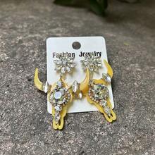 Handmade Copper Claw Inlaid Glass Tauren Earrings, Western Gothic Earrings, Festival Party Jewelry - Animal - View 15
