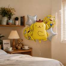 MINISO Pompompurin Foil Balloon Set, Cute Sanrio Character Party Decoration For Birthday Celebration, Home Decor, Car Trunk Surprise, Floating Helium Balloon, Fun Event Setup, Cartoon Theme Party Supplies, Colorful Balloon Display For Indoor And Outdoor Celebration - View 5