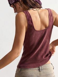 Prenda exterior bohemia de invierno/primavera, top ajustado de punto de unicolor morado lavado con detalles de hebilla de metal para mujer en estilo vintage y casual, apropiado para conciertos con estilo country occidental, adecuado para vacaciones en la playa, uso diario, vuelta al colegio, salidas y fiestas, Navidad, Año Nuevo, 2000s Y2K, vacaciones de verano - Morado - Ver 9