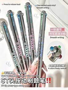 6 cây bút bi đa năng 4 trong 1 thu hồi nhiều màu, ngòi 0.5mm, khô nhanh trong 1 giây, chuyển màu Đen/Xanh dương/Đỏ/Xanh lá, viết mượt cho học sinh, ghi chép, thi cử, đồ dùng thiết yếu tựu trường - Bốn màu - Xem 2