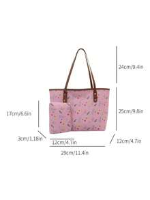 Women's Large Capacity Tote Bag Student Work Commuter Shoulder Handbag - Pink - View 3