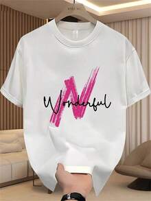 Cool Casual Summer T-Shirt For Men, Printed, Short Sleeve, Heavyweight Pure Cotton, Korean And Japanese Style, Versatile Print For Men. Summer Outfits For Women - 白色 - 查看 6