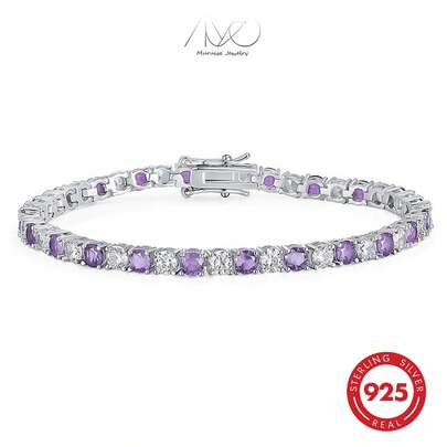 1 pezzo Elegante braccialetto tennis bicolore in argento 925 con catena decorata a figura 8, adatto per vacanze, feste, uso quotidiano, regalo per famiglia, amici, NOgnissantilloween, San Valentino, compleanno, confezione regalo