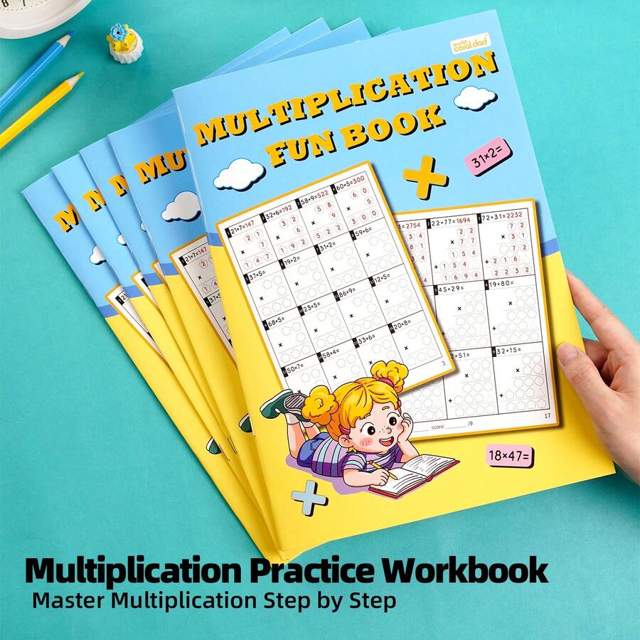 1pc Two-Digit Multiplication Workbook | Over 300 Detailed Math Exercises | Practice Workbook | Daily Math Activities And Home/School Supplementary Materials, Office & Math Learning Supplies - Multiplication Workbook - View 1