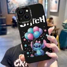 Disney Lilo & Stitch Phone Case - Adorable Balloon‑Holding Stitch Protective Case, White Background With Polka‑Dot‑Bow‑Wearing Stitch, Colorful Balloons, Star & Heart Confetti, Floral Decorations And "Disney Stitch" Lettering, Compatible With IPhone 17, 16, 15, 14, 13, 12, 11 Pro Series And Galaxy S22, S23, S24, S25 Models, Ideal For Birthdays, Holidays, Anniversaries, Graduation Gifts, Or Any Special Occasion To Surprise Family, Friends, Classmates, And Loved Ones. - White - View 5