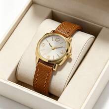 SOKI Women's Watch, Personalized Fashion Round Dial, Leopard Print PU Strap, Electronic Drive And Pointer Display, Classic Casual Women's Quartz Watch, Daily Wear, Back To School Season, Time Checking, Birthday Gift, Also An Ideal Choice For Yourself Or Friends - Brown - View 8