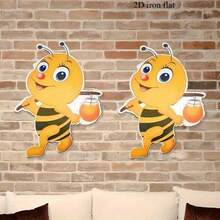 Decoración de pared de madera con abeja de dibujos animados, decoración de pared con tema de abeja linda para habitación infantil / balcón de jardín - A - View 8