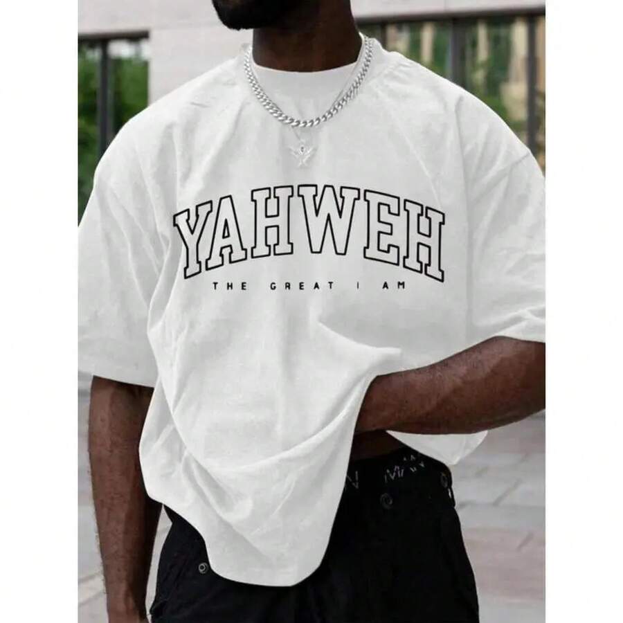 Camiseta que Expresa Fe: 'Yahweh - El Grande Soy Yo' como un Tributo Espiritual - Blanco - Ver 1