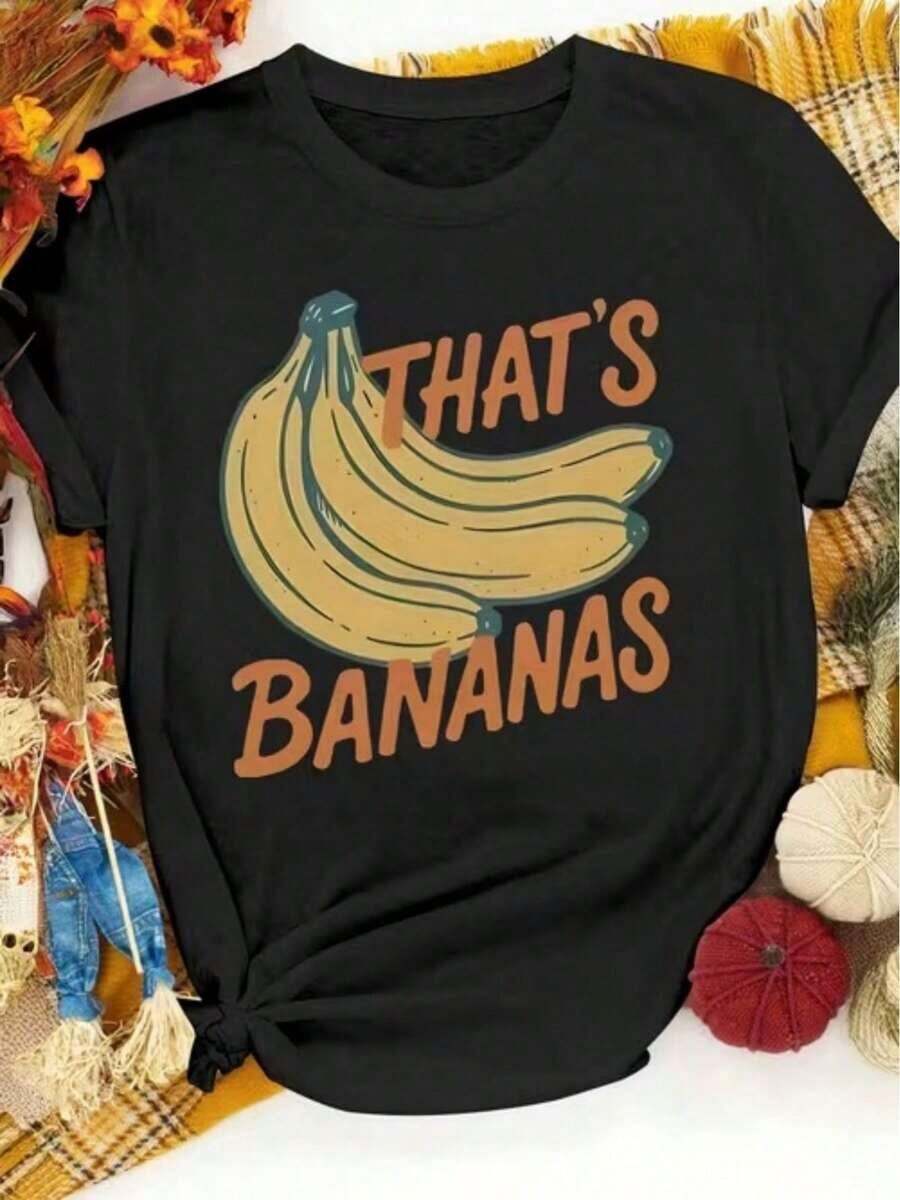 Camiseta de Mujer, Ropa Casual para Uso Diario, Camiseta con Estampado "That's Bananas With Banana Bunch", Camiseta Casual Adecuada para el Ocio Diario - Rosa - Ver 1