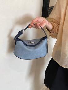 Exquisite Crescent-Shaped Small Handbag, New Stylish Design For Women, Versatile Shoulder Bag For Outings - Blue - View 2