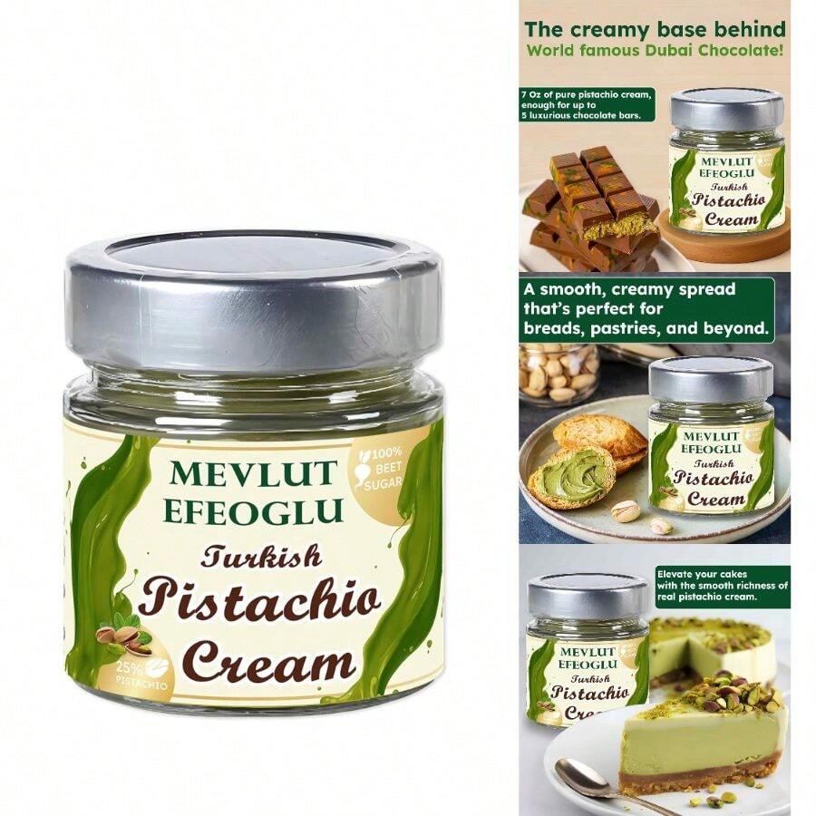 Pistachio Dubai Chocolate Bar, Oz Pistachio Butter, Vegan, Dessert Chocolate Use Bakery (0.440 Lb) - 彩色 - 查看 1