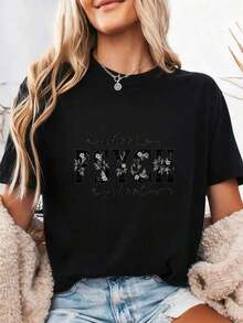 School Psychologist T-Shirt, Floral School Psychologist T-Shirt, School Psychologist Gift, Psychology Graduate Gift, School Psychologist Gift, Back To School Gift Mug, 100% Cotton - 黑色 - 查看 7