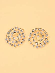 STONEFANS 2pcs Spiral Geometric Round Hoop Earrings, Exaggerated Design, Fashionable Party Wear - Geometry - View 11