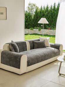 1 Pc Minimalist Solid Color Sofa Cushion, Non-Slip Stain Resistant, Machine Washable, All Season Use, Pet Friendly, Sofa Protector Cover For Pet Family, Available In 1/2/3/4 Seater - Dark Grey - View 9