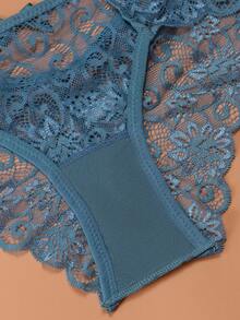 3pcs/Set Women's Low Waist Lace Sexy Thong Panties - Multicolor - View 8