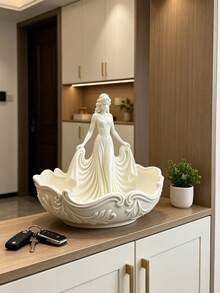This French Vintage-Style Jewelry Tray Boasts An Elegant Design And Is Adorned With Delicate Figurines. Perfect For Storing Jewelry, It's Ideal For Placing On A Dressing Table, Bedside Table, Entryway Table, Or Desktop – Both Practical And Beautiful. - Multicolor - View 3