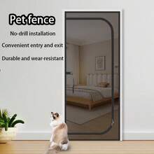 Upgraded Pet Safety Gate Net, Pet Isolation Net With Added Straps, Suitable For Corridors And Doors, Zipper Opening Design. Hook And Loop Closure, No Drilling Required, Space-Saving, Suitable For Dogs, Cats, And Other Animals - Multicolor - View 5