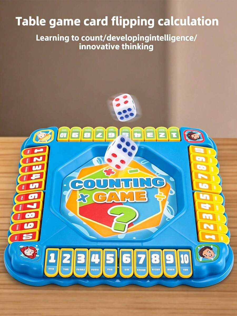 Kids Math Learning Board Game, Six-Sided Dice Number Flipping Card Game, Educational Addition Subtraction Toy For Boys Girls, Interactive Family Party Game For 3+ Years Old - Multicolor - View 1