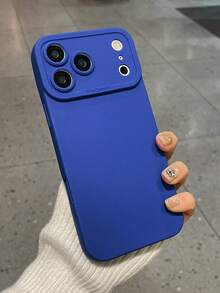 1件極簡純色克萊因藍霧面軟TPU手機殼，簡約優雅中性美學風格全身防震手機殼，適合男女使用，相容於 11/17/17 Pro/17 Pro Max、Galaxy S25 Ultra，適合母親節、情人節、生日、復活節、春季、返校、夏季假期禮物及日常使用 - 藍色 - 查看 3