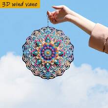 1pc 3D Colorful Paper Art Mandala Flower, 10in*10in With Rotating Hook, 360° DIY Creative Wind Spinner, Multi-Functional Indoor/Outdoor 360° Rotating Hanging Decor (Pendant Not Included), Random Style - Multicolor - View 7