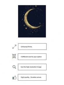 1pc Frameless Islamic Crescent Moon Wall Art, Ramadan Decor Golden Starry Night Sky Print, Dorm Room Party Decoration Best Gift, Back To School, Room Decor Bedroom, Funkyposters - New Moon - View 6