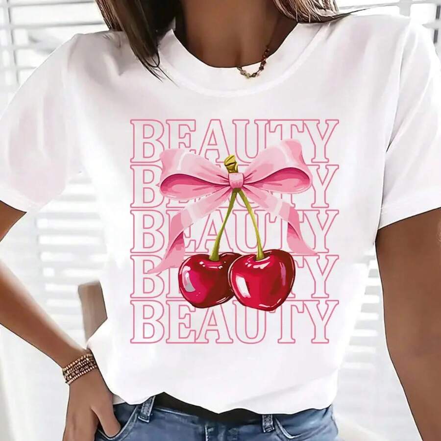 Women's T-Shirt | High-Quality Breathable | T-Shirts | Loose-Fitting T-Shirts | Sports T-Shirts For Everyday Activities | Athletic T-Shirts | Comfortable And Breathable T-Shirts | Casual Sports T-Shirts - 白色 - 查看 1