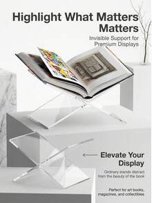 1pc Acrylic X-Shaped Bookshelf, Dining Room Menu Holder, Kitchen Recipe Display Rack, Book Placement Shelf, Study Book Shelf, Placement Rack, Phone Holder, Hanging Bookshelf, Bible Placement Rack, Magazine Placement Rack, Suitable For Room, Office Desk, Tablet, Snacks, Artworks, Art Exhibition Display, CD Display Rack, Souvenirs Rack, X-Shaped Ceramic Plate Rack, Vinyl Record Art Display Frame, Menu Display Rack - Multicolor - View 9